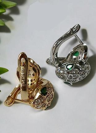 Серьги булгари змеи из медицинского золота stainless steel, xuping цвет белого золота