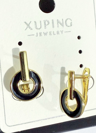 Серьги с белыми фианитами 1,6 см медзолото, медицинское золото, xuping лимонные