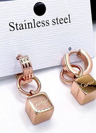 Серьги картье из медицинского золота stainless steel