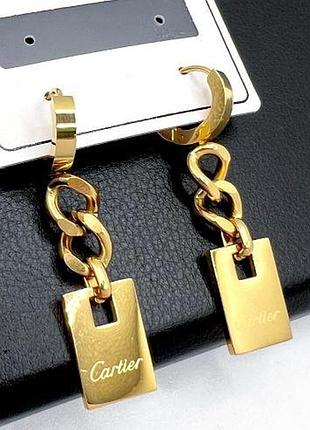 Сережки з медичної сталі stainless steel, xuping, позолота