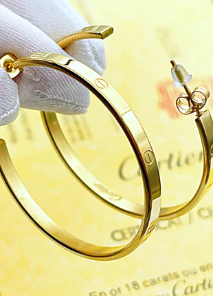 Серьги кольца картье из медицинского золота stainless steel