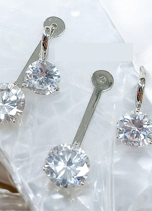 Сережки з білими фіанітами з медичного золота stainless steel