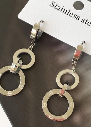 Сережки позолочені з медичної сталі stainless steel