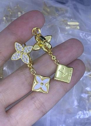Сережки lv з медичної сталі stainless steel, лимонна позолота