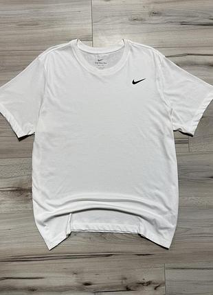 Нова біла футболка найк nike dri-fit cotton crew t-shirt, xl, оригінал