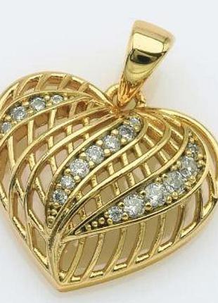 Кулон сердце 2,1 см из медзолота, медицинского золота, позолоченный xuping