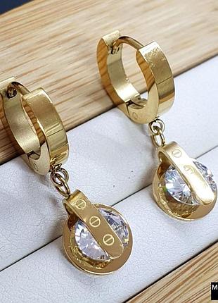 Сережки з медичного золота stainless steel, xuping позолочені