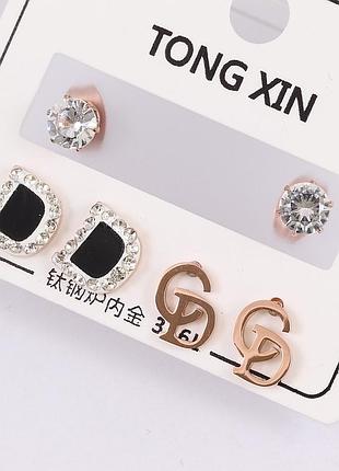 Сережки з медичного золота stainless steel, xuping позолочені