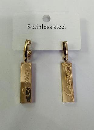 Серьги картье из медицинского золота stainless steel, xuping позолоченные