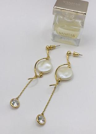 Сережки с жемчугом, медична сталь design by korea 925 silver