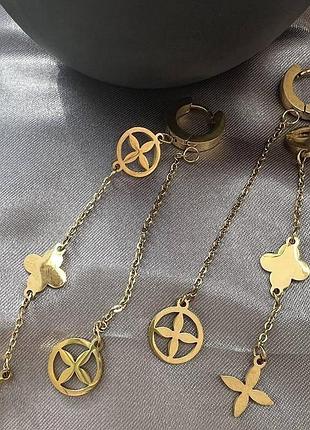 Серьги lv из медицинского золота stainless steel