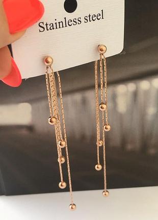 Серьги с шариками из медицинского золота stainless steel, xuping позолоченные