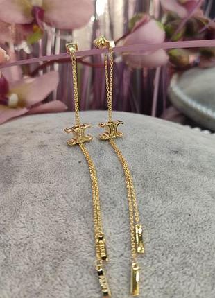 Сережки з медичної сталі stainless steel, xuping, позолота