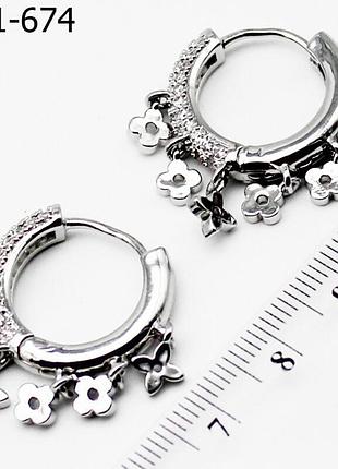Сережки 2,6 см з медичного золота stainless steel, xuping позолочені родієм
