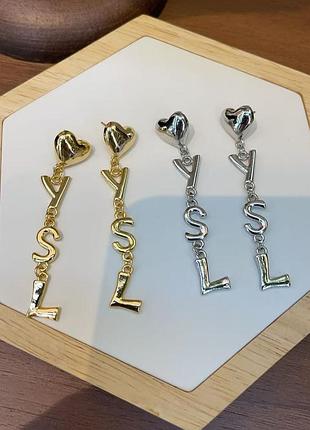 Серьги ив сен лоран из медицинского золота stainless steel