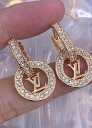 Сережки lv з медичного золота stainless steel