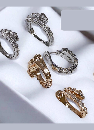 Серьги булгари серпанти из медицинского золота stainless steel, xuping белая позолота