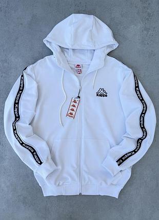Мужская зепка kappa с лампасами белая кофта на молнии каппа демисезонная s / m / l / xl / xxl