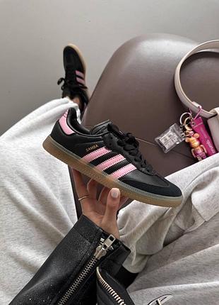 Кроссовки женские adidas samba | mesi black / pink premium