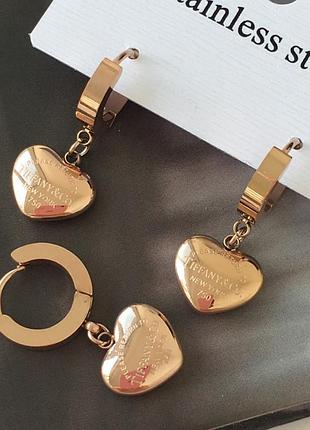 Сережки з медичного золота stainless steel, xuping позолочені