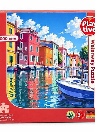 Пазл playtive waterway puzzle «красочный город у канала», 1000 элементов, 68 × 48 см