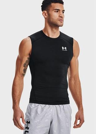 Чоловіча чорна компресійна майка under armour compression tank top оригінал андер армор спортивна тренувальна майка