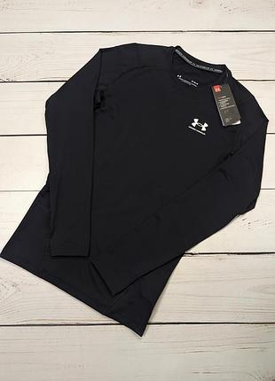 Мужской черный рашгард under armour compression longsleeve оригинал компрессионный лонгслив андер армор
