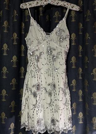 Ніжна сукня сарафан з пайєтками та мереживом y2k / coquette / vintage / evening