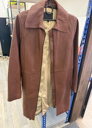 Тренч жіночий massimo dutti шкіряний коричневий