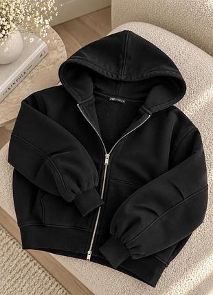 Чорне худі на блискавці zara 🖤