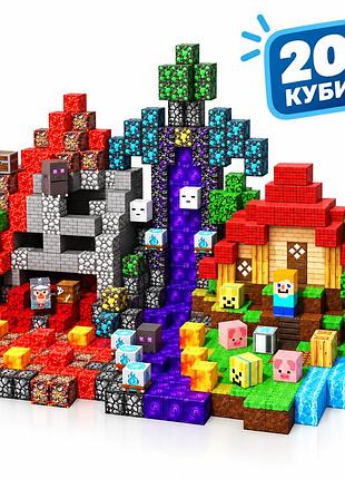 Магнітний конструктор minecraft портал у незер 200 деталей для дітей від 3 років