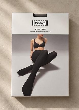 Колготки жіночі wolford merino 200 den вовняні чорні m