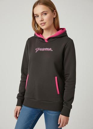 Стильне оригінальне худі puma розмір s чорне з рожевим