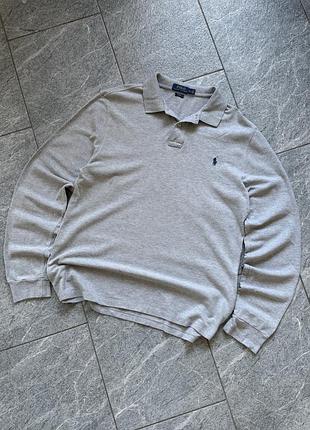 Чоловіча кофта толстовка свитер свитшот реглан худи регби polo ralph lauren сіра