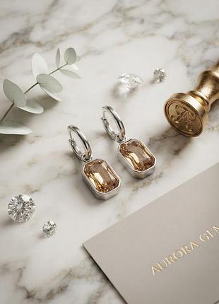 Серьги "aurora" golden amber