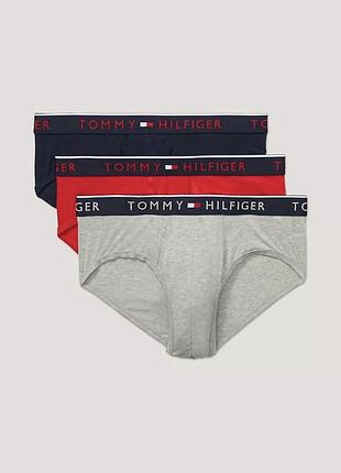 Чоловічі труси tommy hilfiger, набір, синій, червоний, сірий, розмір m, l, xl