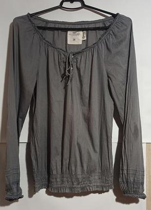 Нарядная графитовая блуза h&amp;m из коттона