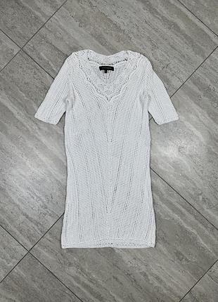 Ralph lauren black label dress sweater sz m white cable knit ribbed сукня плаття коротке
