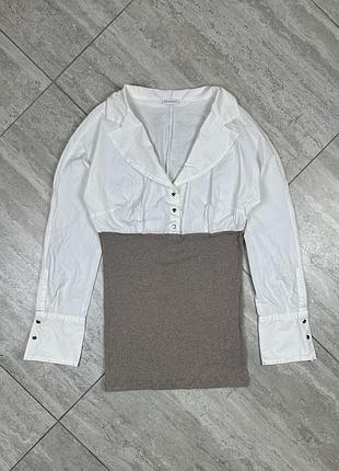 Rivamonti by brunello cucinelli shirt blouse womens white cotton size xl блуза сорочка