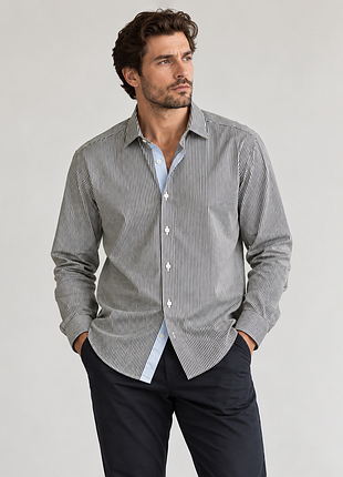 Чоловіча сорочка hugo boss розмір 45; 17 3/4; xl xxl // в смужку бавовна рубашка довгий рукав