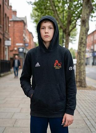 Черное худи толстовка с капюшоном adidas england judo на мальчика