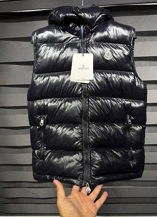 Мужская жилетка безрукавка moncler black матовая