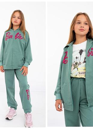 Спортивный костюм подросток barbie (двунитка, замок) темная мята 152/158 см