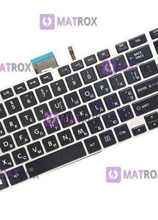 Оригінальна клавіатура для ноутбука toshiba satellite l50, l55, s50, l70-a series, rus, black, срібляста рамка, підсвічування