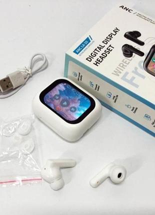 Беспроводные вакуумные наушники с сенсорным led дисплеем и зарядкой