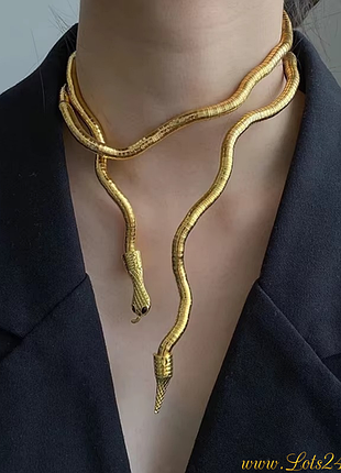 Кольє snakehugs змія трансформер золотиста металева надгнучка ожерелля ланцюжок браслет чокер пояс прикраса для волосся жінок