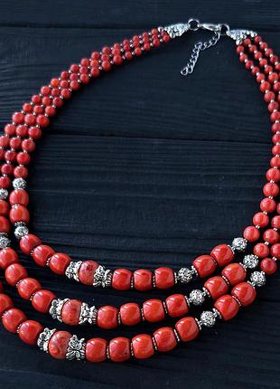 Ексклюзивне намисто з натурального коралу кольору теракот