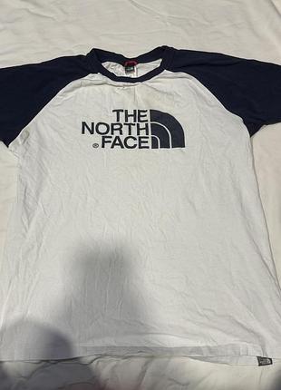 Футболка чоловіча the north face з круглим вирізом біла з синім