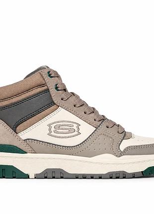 Підліткові високі кросівки для дівчинки skechers бежеві зі вставками з натуральної замші 35 (22,5 см)