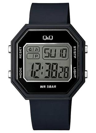 Мужские электронные часы q&q m206j005y тёмно-синие 42 мм водозащита 50 м будильник секундомер